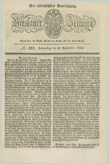 Breslauer Zeitung : mit allerhöchster Bewilligung. 1833, No. 220 (19 September) + dod.