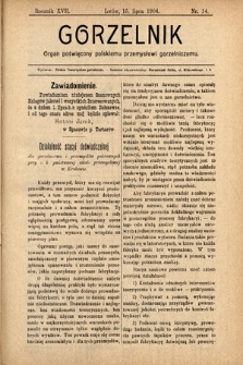 Gorzelnik : organ poświęcony polskiemu przemysłowi gorzelniczemu. R. 17, 1904, nr 14
