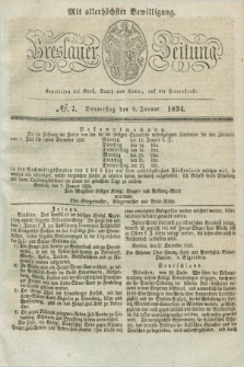 Breslauer Zeitung : mit allerhöchster Bewilligung. 1834, №. 7 (9 Januar) + dod.