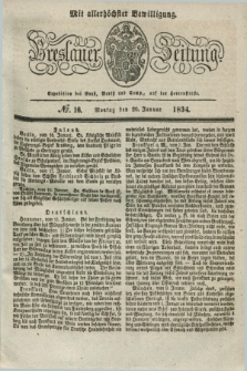 Breslauer Zeitung : mit allerhöchster Bewilligung. 1834, №. 16 (20 Januar) + dod.