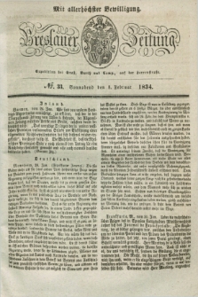Breslauer Zeitung : mit allerhöchster Bewilligung. 1834, №. 33 (8 Februar) + dod.