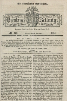 Breslauer Zeitung : mit allerhöchster Bewilligung. 1834, №. 213 (12 September) + dod.