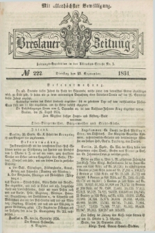 Breslauer Zeitung : mit allerhöchster Bewilligung. 1834, №. 222 (23 September) + dod.