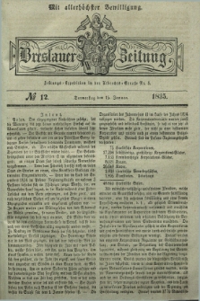 Breslauer Zeitung : mit allerhöchster Bewilligung. 1835, № 12 (15 Januar) + dod.