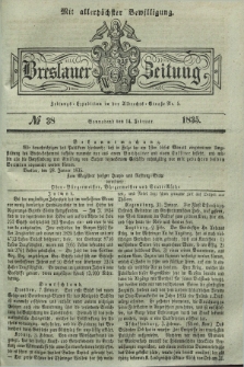 Breslauer Zeitung : mit allerhöchster Bewilligung. 1835, № 38 (14 Februar) + dod.