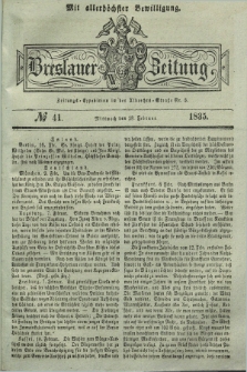 Breslauer Zeitung : mit allerhöchster Bewilligung. 1835, № 41 (18 Februar) + dod.