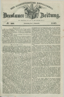 Breslauer Zeitung : mit allerhöchster Bewilligung. 1837, №. 209 (7 September) + dod.