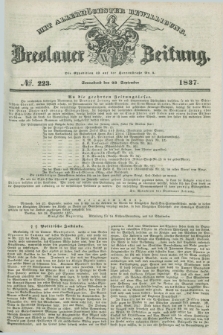 Breslauer Zeitung : mit allerhöchster Bewilligung. 1837, №. 223 (23 September) + dod.