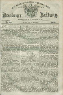 Breslauer Zeitung : mit allerhöchster Bewilligung. 1839, No. 216 (16 September) + dod.