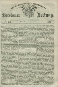 Breslauer Zeitung : mit allerhöchster Bewilligung. 1839, No. 219 (19 September) + dod.