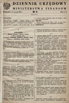 Dziennik Urzędowy Ministerstwa Finansów. 1964, nr 6