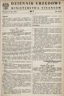 Dziennik Urzędowy Ministerstwa Finansów. 1964, nr 7