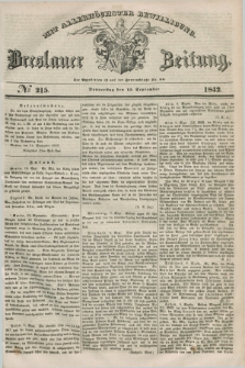 Breslauer Zeitung : mit allerhöchster Bewilligung. 1842, № 215 (15 September) + dod.