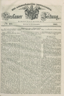 Breslauer Zeitung : mit allerhöchster Bewilligung. 1847, № 211 (10 September) + dod.
