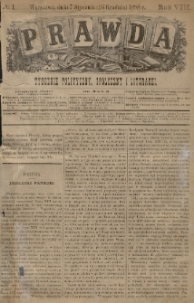 Prawda : tygodnik polityczny, społeczny i literacki. 1888, nr 1