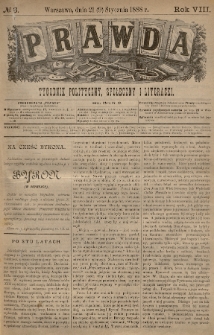 Prawda : tygodnik polityczny, społeczny i literacki. 1888, nr 3