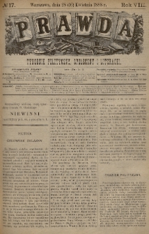 Prawda : tygodnik polityczny, społeczny i literacki. 1888, nr 17