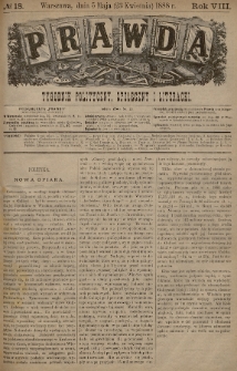 Prawda : tygodnik polityczny, społeczny i literacki. 1888, nr 18
