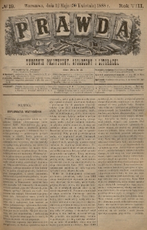 Prawda : tygodnik polityczny, społeczny i literacki. 1888, nr 19