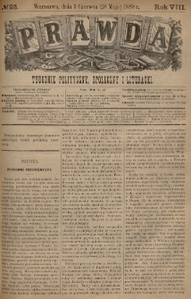 Prawda : tygodnik polityczny, społeczny i literacki. 1888, nr 23