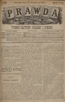 Prawda : tygodnik polityczny, społeczny i literacki. 1888, nr 26