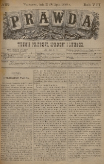 Prawda : tygodnik polityczny, społeczny i literacki. 1888, nr 29