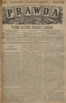 Prawda : tygodnik polityczny, społeczny i literacki. 1888, nr 35