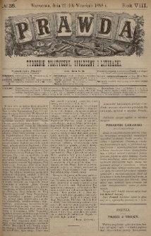 Prawda : tygodnik polityczny, społeczny i literacki. 1888, nr 38