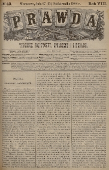 Prawda : tygodnik polityczny, społeczny i literacki. 1888, nr 43