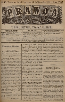 Prawda : tygodnik polityczny, społeczny i literacki. 1888, nr 45