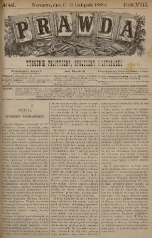 Prawda : tygodnik polityczny, społeczny i literacki. 1888, nr 46