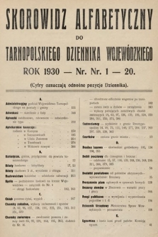 Tarnopolski Dziennik Wojewódzki. 1930, skorowidz alfabetyczny