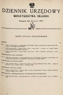 Dziennik Urzędowy Ministerstwa Skarbu. 1947, nr 1
