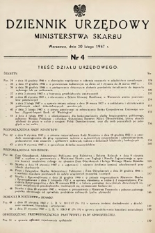 Dziennik Urzędowy Ministerstwa Skarbu. 1947, nr 4