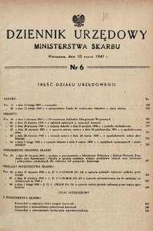 Dziennik Urzędowy Ministerstwa Skarbu. 1947, nr 6