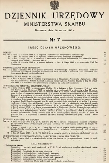 Dziennik Urzędowy Ministerstwa Skarbu. 1947, nr 7
