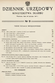 Dziennik Urzędowy Ministerstwa Skarbu. 1947, nr 9