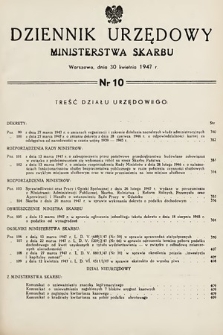 Dziennik Urzędowy Ministerstwa Skarbu. 1947, nr 10