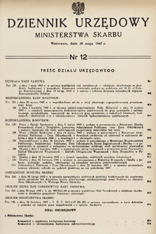 Dziennik Urzędowy Ministerstwa Skarbu. 1947, nr 12