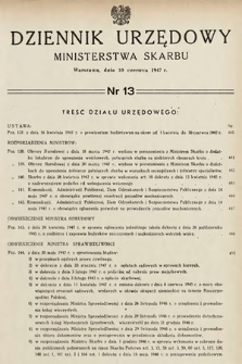 Dziennik Urzędowy Ministerstwa Skarbu. 1947, nr 13