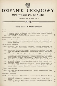 Dziennik Urzędowy Ministerstwa Skarbu. 1947, nr 18
