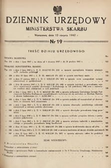 Dziennik Urzędowy Ministerstwa Skarbu. 1947, nr 19