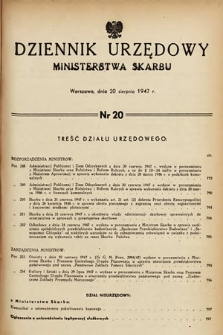 Dziennik Urzędowy Ministerstwa Skarbu. 1947, nr 20