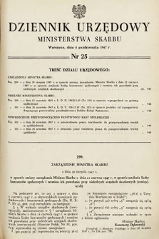 Dziennik Urzędowy Ministerstwa Skarbu. 1947, nr 25