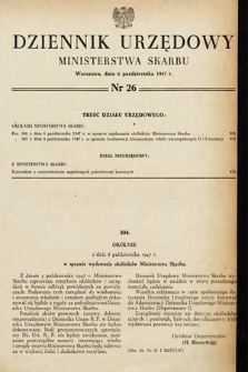 Dziennik Urzędowy Ministerstwa Skarbu. 1947, nr 26