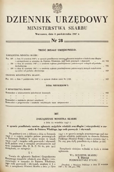Dziennik Urzędowy Ministerstwa Skarbu. 1947, nr 28