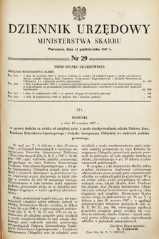 Dziennik Urzędowy Ministerstwa Skarbu. 1947, nr 29