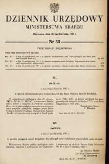 Dziennik Urzędowy Ministerstwa Skarbu. 1947, nr 33
