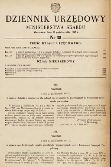 Dziennik Urzędowy Ministerstwa Skarbu. 1947, nr 38