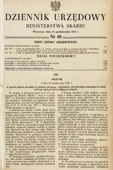 Dziennik Urzędowy Ministerstwa Skarbu. 1947, nr 40